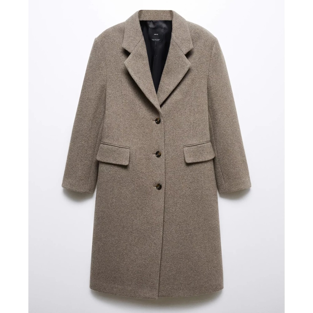 MANGO MNG Women's Wool Overcoat Medium Brown Size XS NEW - Picture 2 of 8